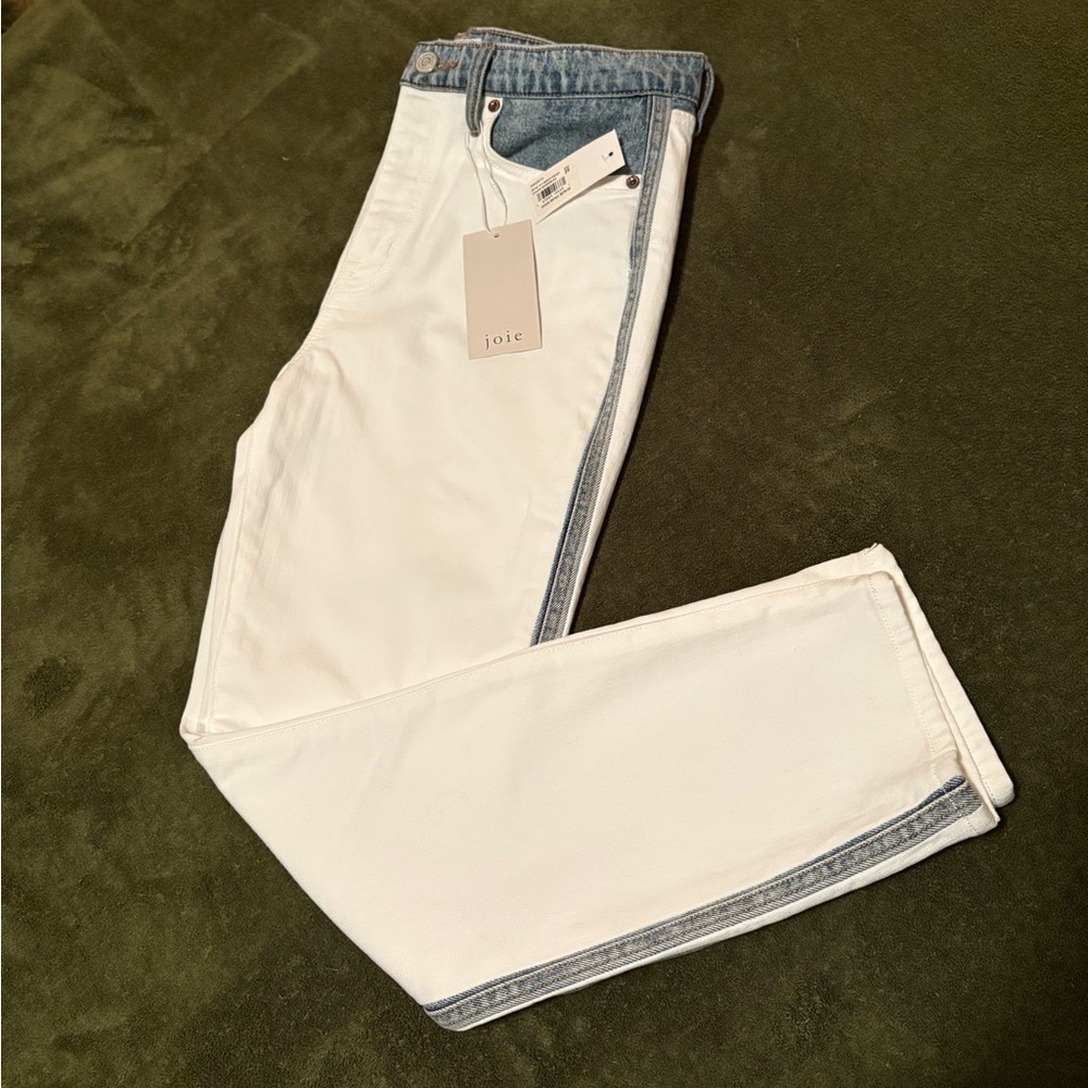 Joie Gracelyn Cropped Two-tone Skinny Jeans In Borderline; Size 29
